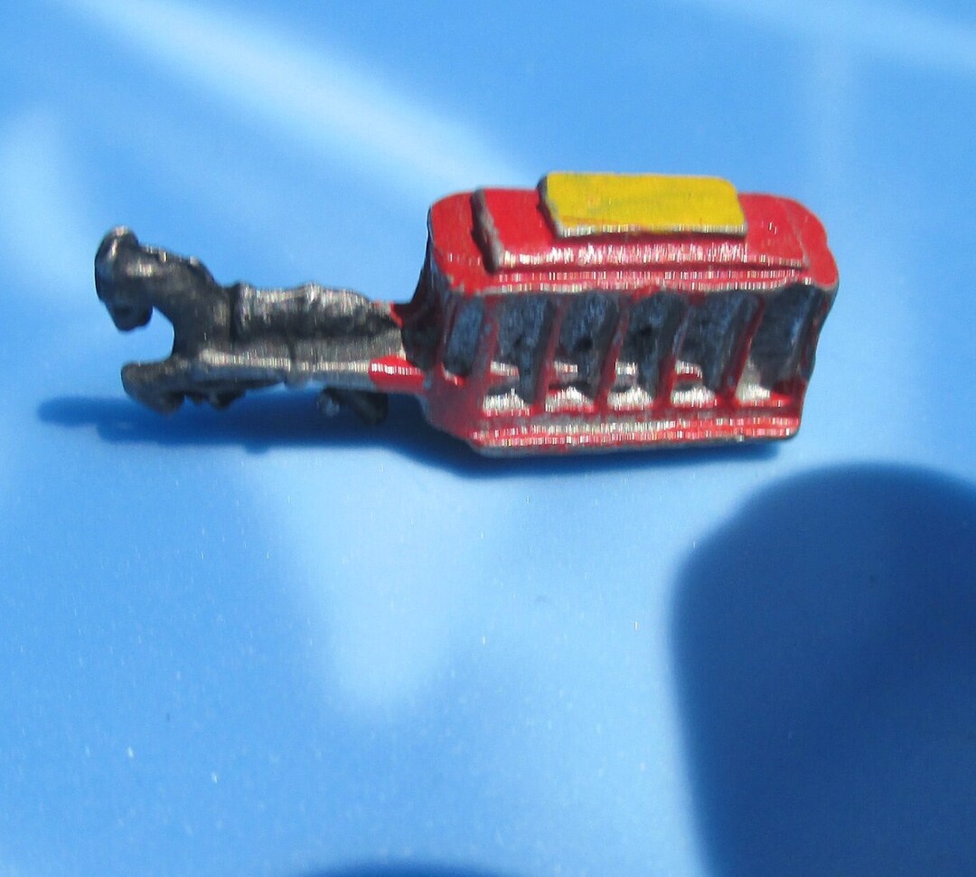 Miniature Horse and Carriage Figurine Hand Painted Pewter Vintage