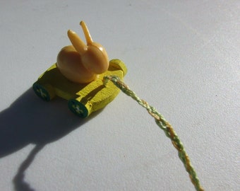Dollhouse Signed Artisan Miniature Bunny Pull Toy Children's Nursery Vintage