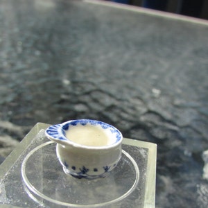 Artisan Signed Miniature Porcelain Decorated Porringer Jean Tag Elmer TAG IGMA Dollhouse