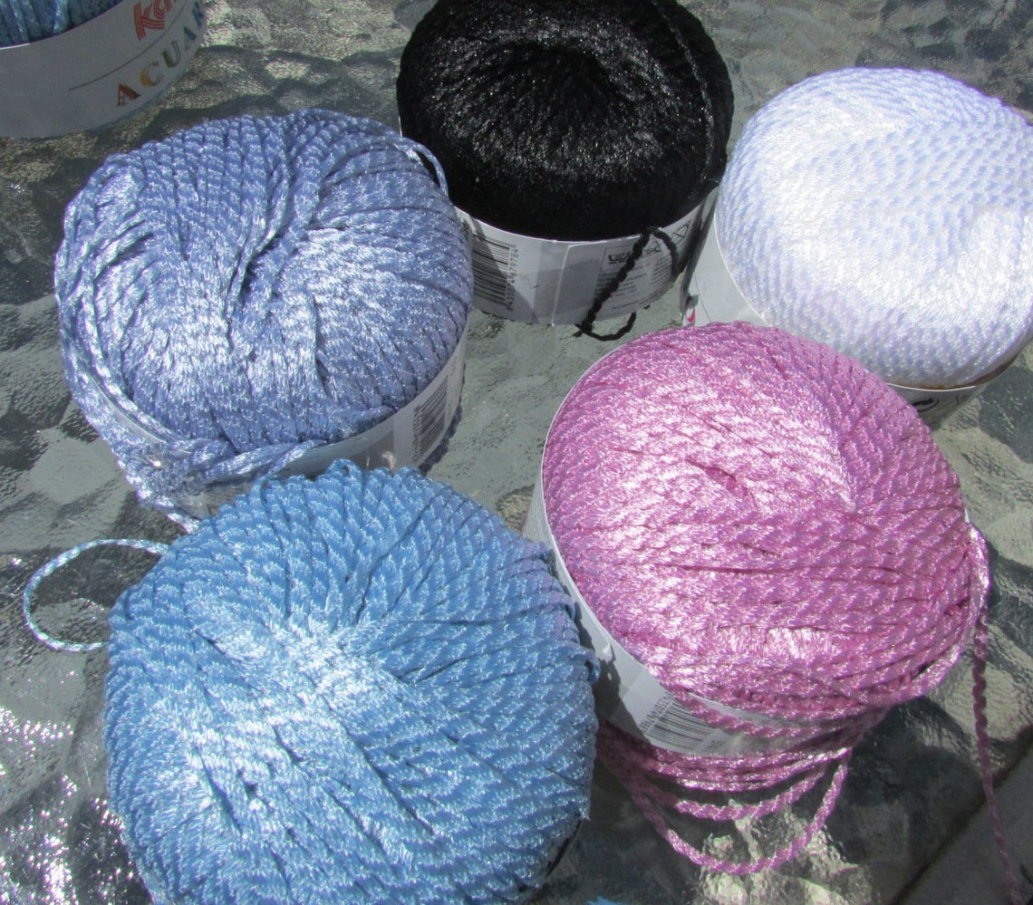 Katia Acuario Ribbon Yarn Shiny Texture Choose Color Periwinkle Black ...