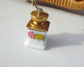 Reutter Porcelain Coffee Grinder Rose Pattern Vintage Kitchen Retired Dollhouse