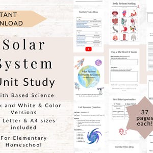 Solar System Unit Study, Faith Based Homeschool Science, Biblical Astronomy Study for Elementary, , Printable Resource, Learning Printables