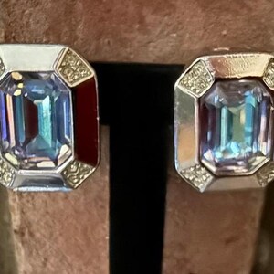 Dior Clip Earrings Blue - Etsy