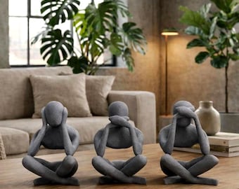 3D Printed Hear, See, Speak No Evil Figurines • Modern Sculpture Set