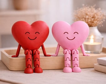 3D Printed Heart Couple Set – Romantic Shelf Sitter Decor, Wedding or Anniversary Gift for Couples