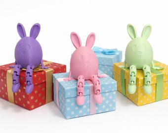Articulated Bunny 3D Printed Decor, Flexi Bunny Figure, Easter Bunny Decor, Baby Shower Gift, Nursery Bunny Decor, Cute Shelf Figurine