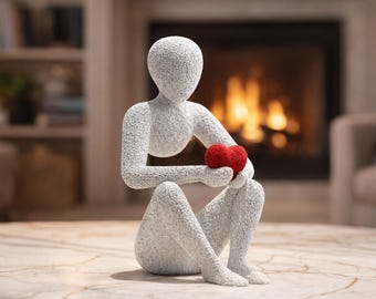 Heart Holding Sculpture • 3D Printed Minimalist Modern Art, Romantic Gift for Him / Her, Mother’s Day