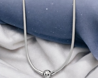 S925  Moments Sterling Silver Snake Chain Bracelet: Heart Clasp Christmas Gift  Necklace