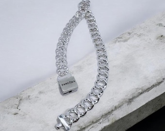 S925  Bracelet  Sterling Silver Snake Chain Bracelet: Heart Clasp Christmas Gift