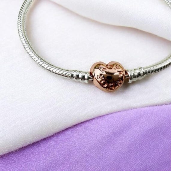 Pandora S 925 Moments Sterling Silver Snake Chain Bracelet: Heart
