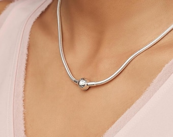 Pandora Moments Sterling Silver Snake Chain Bracelet: Heart Clasp Christmas Gift  Necklace Pandora Earrings