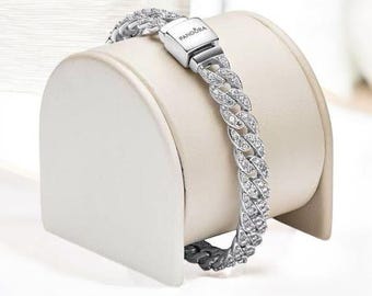 Bracciale Pandora in argento sterling 925 con catena a serpente: chiusura a cuore, regalo di Natale.