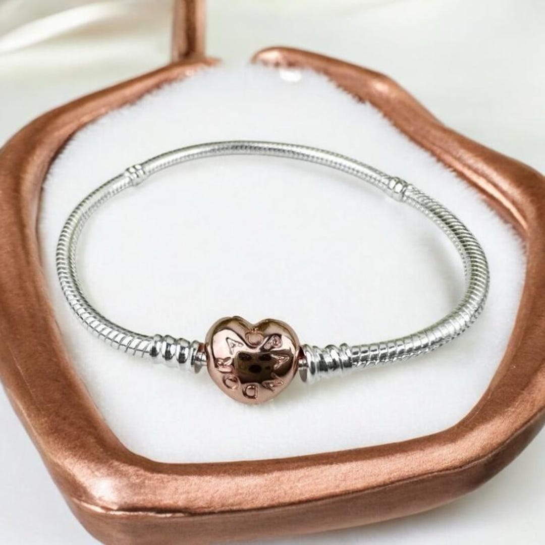 Pandora S 925 Moments Sterling Silver Snake Chain Bracelet: Heart