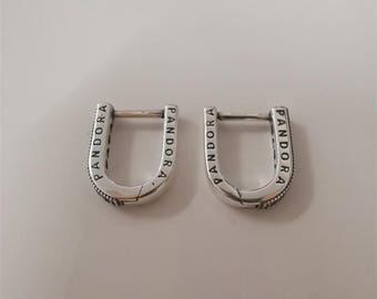 pandora 925 logo pavé u-förmige Creolen