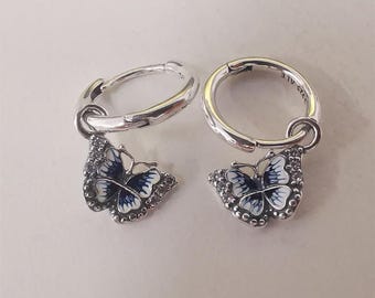 pandora sterling silber funkelnden s925 blaue schmetterling ohrstecker