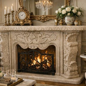Custom Handmade Stone Fireplace – Modern Interior Fireplace Design