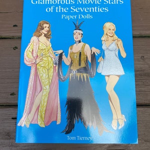 Glamorous Movie stars of the seventies, paper dolls Tom Tierney, Dover Publications 2001 Vintage Uncut Movie Memorabilia book