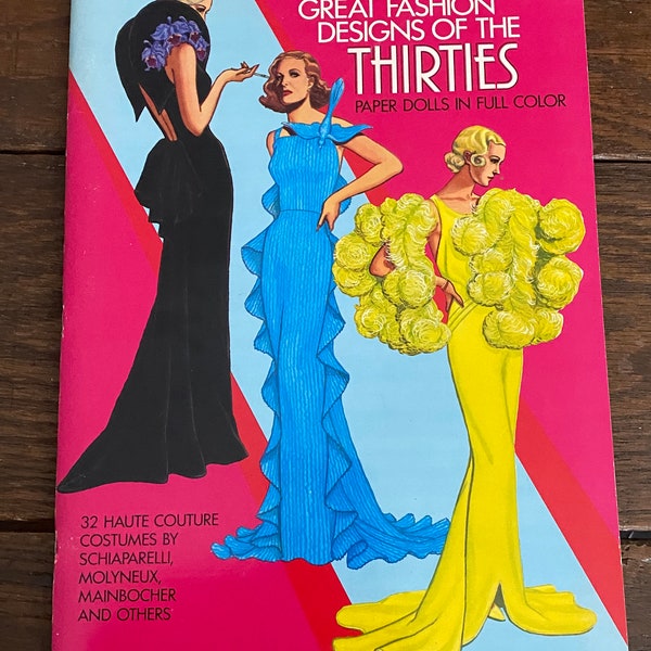 Great Fashion Designs of the thirties paper dolls in full color Tom Tierney book Dover Publications 1984 Vintage Movie Memorabilia 1930s