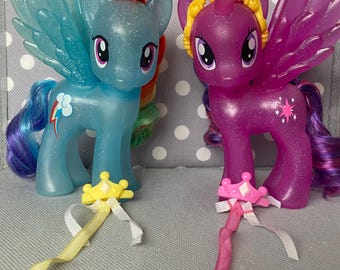 Paquete doble de My Little Pony G4 Fashion Style con purpurina, brillo crepuscular, arcoíris, dash, exclusivo de TRU, nuevo lote vintage retro MLP para cepillar