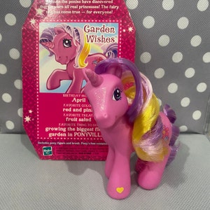 My Little Pony G3 Glitter Unicorn Pony Garden Wishes 2006 Mint out of Box with backcard Vintage MLP pony MLP Retro