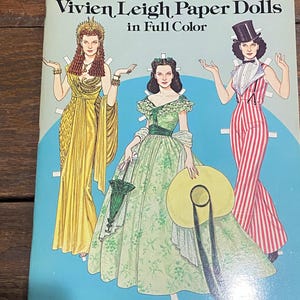 Famous Vivien Leigh Hollywood Actress Fashion paper dolls Tom Tierney Dover Publications 1981 Vintage Uncut Movie Memorabilia Book