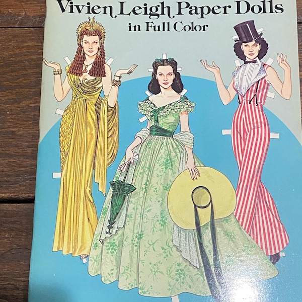 Famous Vivien Leigh Hollywood Actress Fashion paper dolls Tom Tierney Dover Publications 1981 Vintage Uncut Movie Memorabilia Book