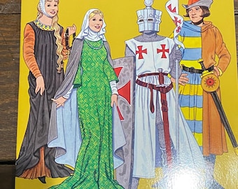 History of Costumes Series book Medieval Costumes paper dolls Tom Tierney  Dover Publications 1996 Vintage Uncut Movie Memorabilia Knight