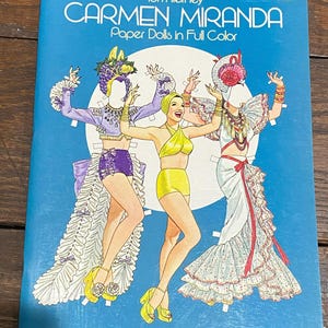 Actress Carmen Miranda Fashion paper dolls book Tom Tierney  Dover Publications 1982 Vintage Uncut Movie Memorabilia