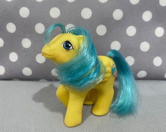 My Little Pony G1 Vintage Primer Diente Bebé Bouncy pegaso pony azul amarillo MLP Retro