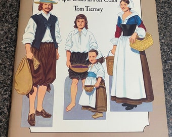 American family of the Pilgrim Period, Fashion paper dolls Tom Tierney, Dover Publications 1987 Vintage Uncut Movie Memorabilia
