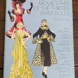 Glamorous Movie stars of the Thirties paper dolls book Tom Tierney Dover Publications 1978 Vintage Uncut Movie Memorabilia Judy Garland