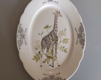 Piatto da portata in ceramica vintage Collezione "Sweet imperfections" - Giraffa - dim 36x27 cm circa