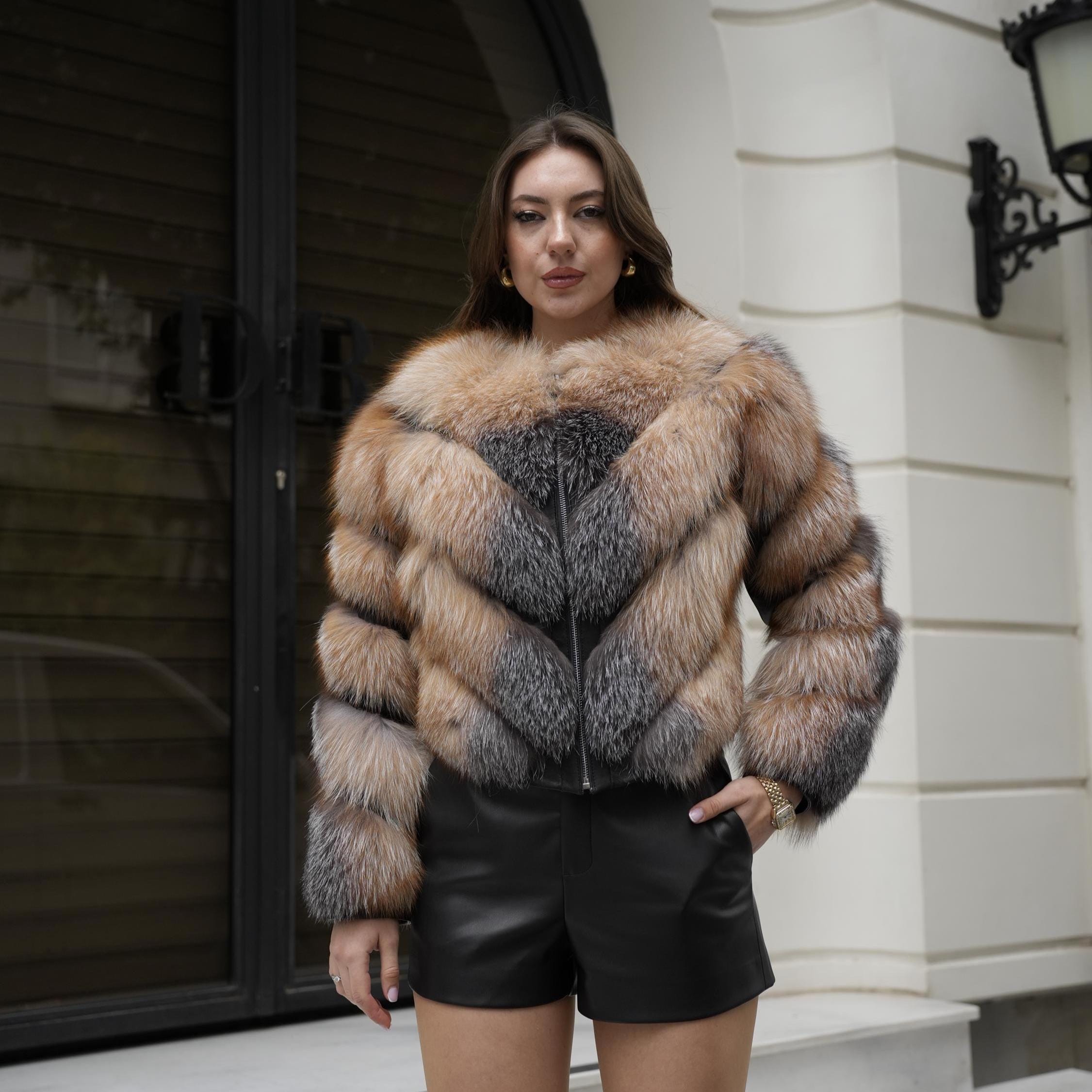 Handmade Red Silver Fox Fur Jacket: Luxury Winter Outerwear - Etsy
