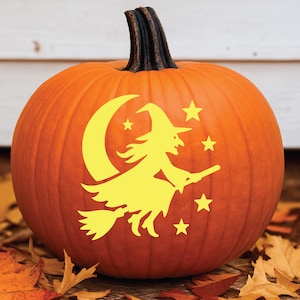 Heksenpompoenstencil, Jack O&#39; Lantern, pompoensnijsjabloon, Halloween-heksenpompoenstencil, Halloween-pompoensnijwerksjabloon