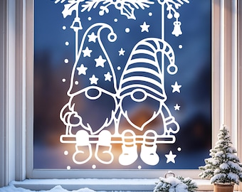 Plantilla de pintura para ventana con diseño navideño imprimible, diseño con marcador de tiza navideño, descarga digital en PDF.