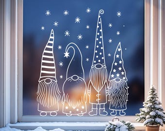 Printable Christmas Window Art Template, Christmas Chalk Marker Gnome Design, PDF Digital Download.