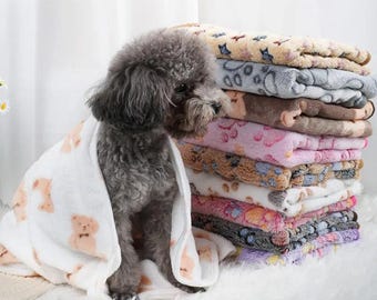 Manta suave y esponjosa para mascotas / Manta de franela para dormir para perros / Manta con estampado de huellas de patas / Manta cálida y cómoda para gatos o perros