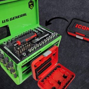 Drop-In Insert for Mini Toolbox | 52PC Compact Socket Set Organizer
