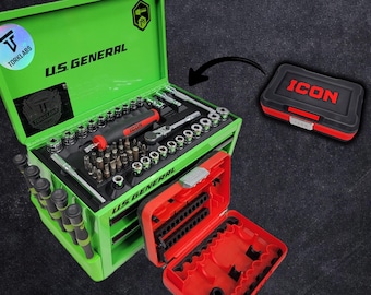 Drop-In-'Sert-52pc Compact Socket Set | Organizer for Mini Toolbox | Specifically for Icon Tool Set