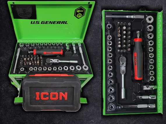 Drop-in-'sert-52pc Compact Socket Set | Organizer for Mini Toolbox
