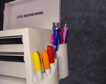 SideLoaded Pen Station – Magnetic Mini Toolbox Pen, Pencil, Marker and Office Supply Organizer