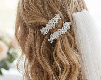 Perle Braut Haarkamm Set, Hochzeit Haarkamm, Kristall Braut Haarteil, Braut Haarschmuck, Perle Hochzeit Kamm
