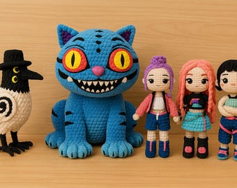Amigurumi Häkelanleitungen-Bundle | Monster Katze, Krähe, Modepuppen (PDF)
