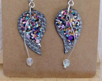 Semicolon earring dangle faux leather