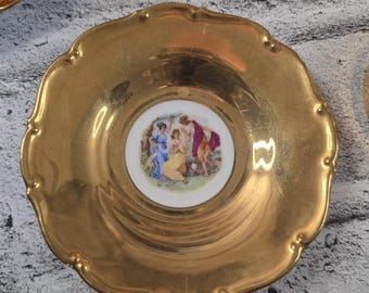 希少 1900年 3面金装飾 GOLDEN TIPS 紅茶 研究書 アンティーク Czechoslovakian Vintage Gold Haas & Czjzek Style Porcelain Tea Set