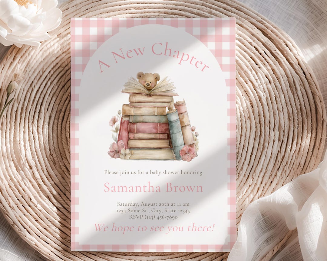 A New Chapter | Pink Girl Storybook Themed Baby Shower Invite | BS34 - Etsy