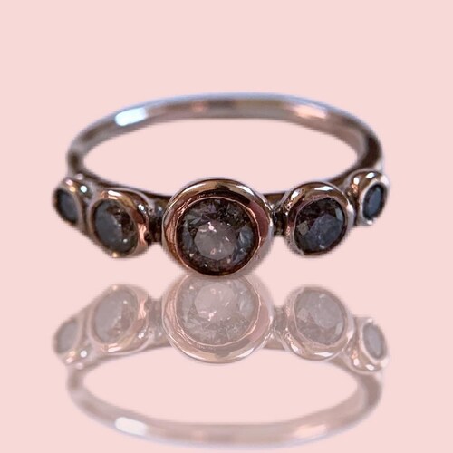 Dainty Diamond Ring Salt and Pepper Diamond Ring Bezel Etsy