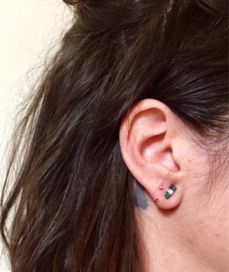 or sterling silver gold fill minimal mismatch mix match earrings in solid gold
