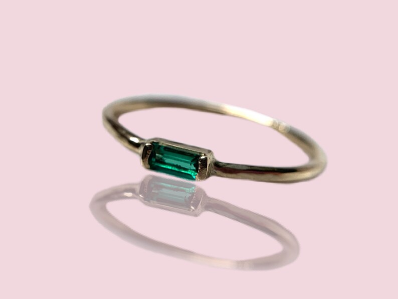 emerald baguette ring, 14k gold 