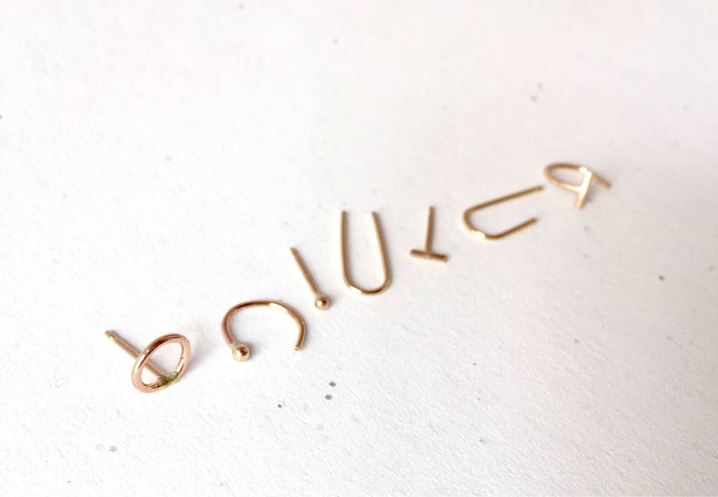 or sterling silver gold fill minimal mismatch mix match earrings in solid gold